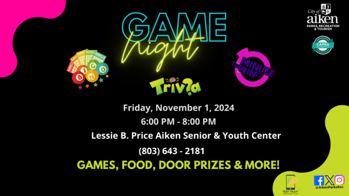 Family Game Night @ Lessie B. Price Aiken Senior & Youth Center Banquet Room